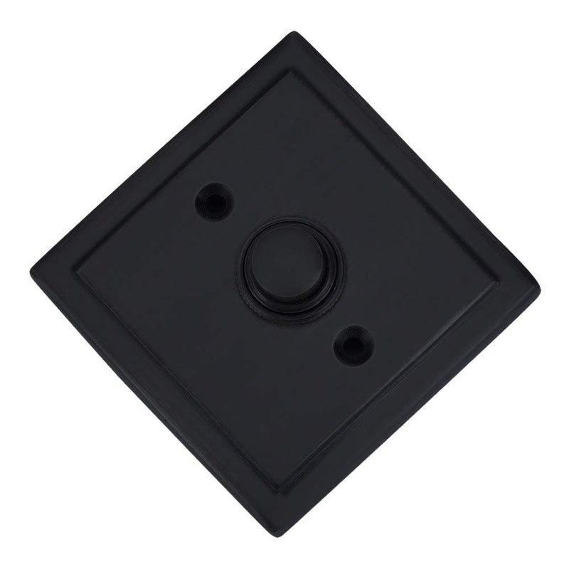 A29 زر جرس الباب من الحديد الزهر المطلي بالأسود A29 - 2 1/2" × 2 1/2" - تركيب مدمج، تصميم عتيق، موصل لجرس ذو سلكين، مقاوم للعوامل الجوية، تصميم أنتيك، تركيب سهل بنفسك - Image 3